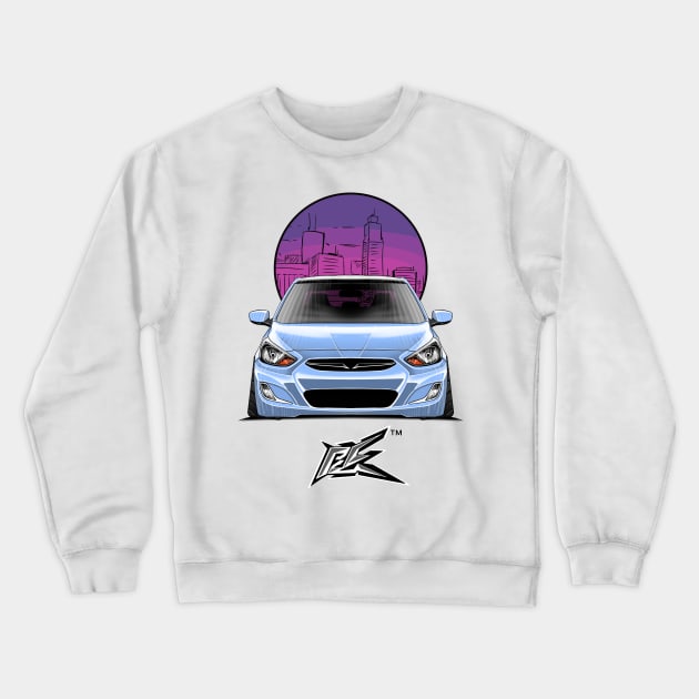 hyundai accent stanced air blue Crewneck Sweatshirt by naquash